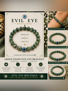 🧿Green Stone Evil Eye Bracelet🧿